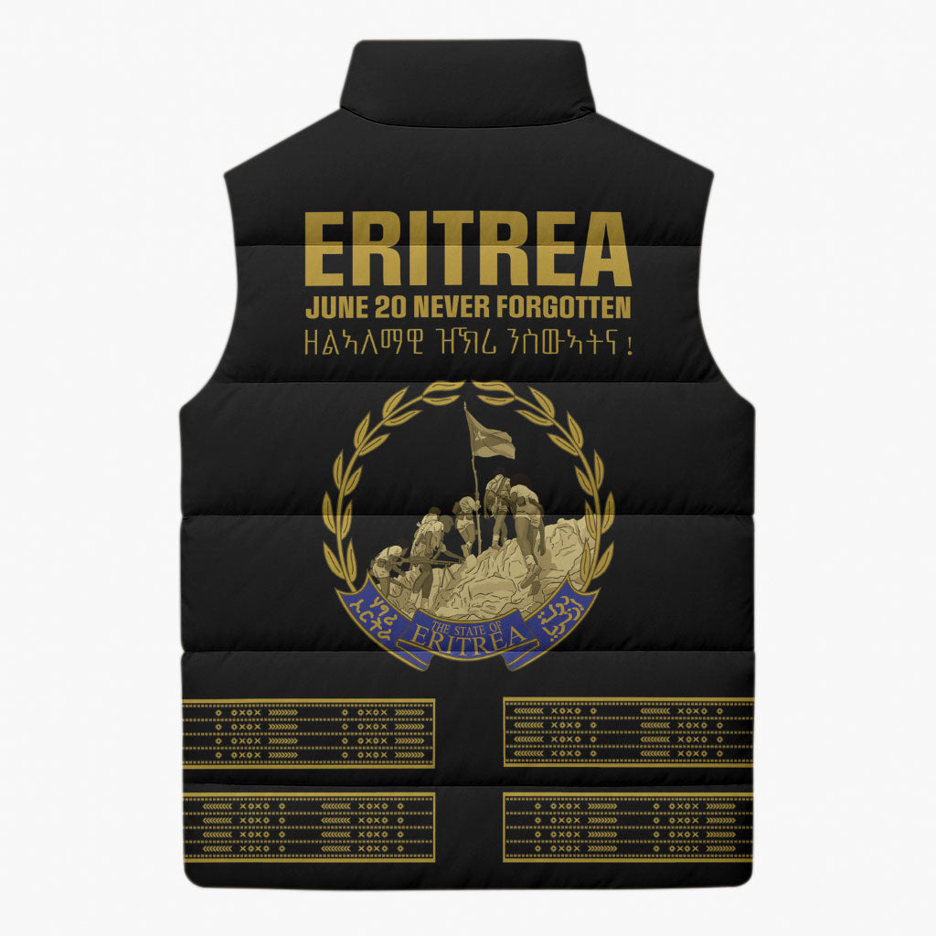 Eritrea Martyrs Day June 20 Sleeveless Puffer Jacket Never Forgotten Proud Eritrean Heritage Black Version