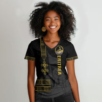 Eritrea Martyrs Day June 20 Women V-Neck T-Shirt Never Forgotten Proud Eritrean Heritage Black Version