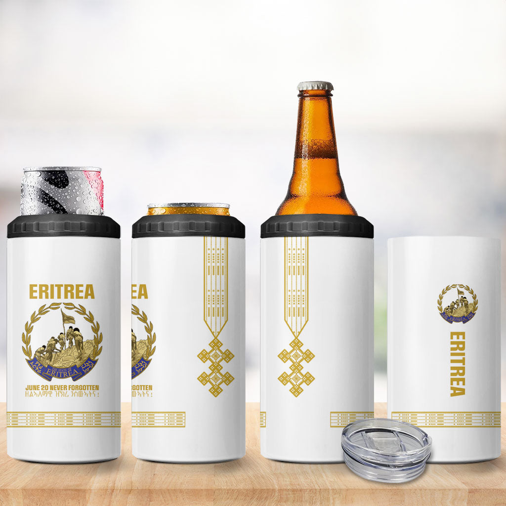 Eritrea Martyrs Day June 20 4 in 1 Can Cooler Tumbler Never Forgotten Proud Eritrean Heritage White Version