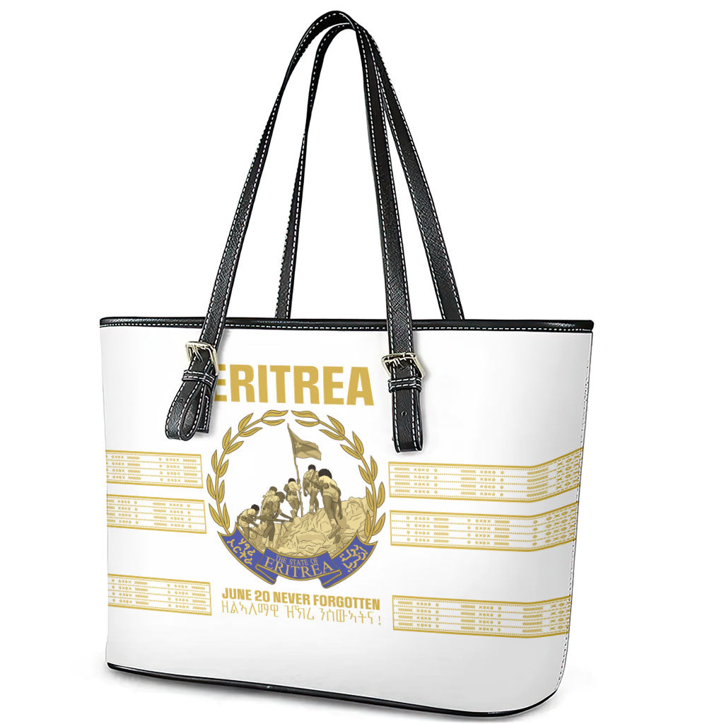 Eritrea Martyrs Day June 20 Leather Tote Bag Never Forgotten Proud Eritrean Heritage White Version