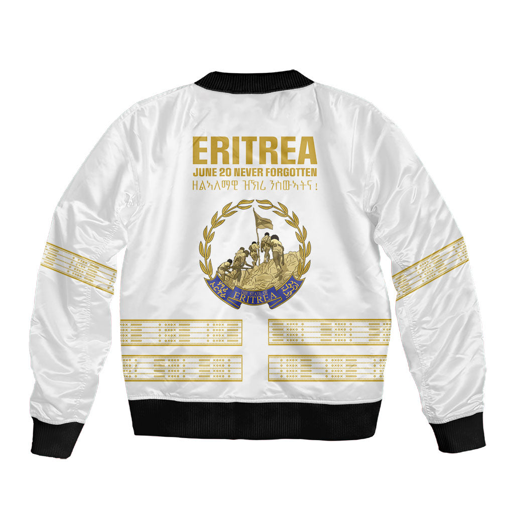 Eritrea Martyrs Day June 20 Sleeve Zip Bomber Jacket Never Forgotten Proud Eritrean Heritage White Version
