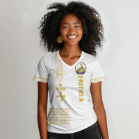 Eritrea Martyrs Day June 20 Women V-Neck T-Shirt Never Forgotten Proud Eritrean Heritage White Version