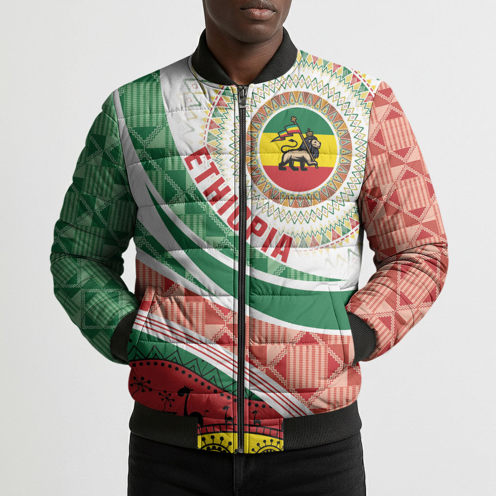 Ethiopia In My Blood Bomber Puffer Jacket Lion Of Judah In My Heart
