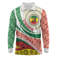 Ethiopia In My Blood Long Sleeve Polo Shirt Lion Of Judah In My Heart