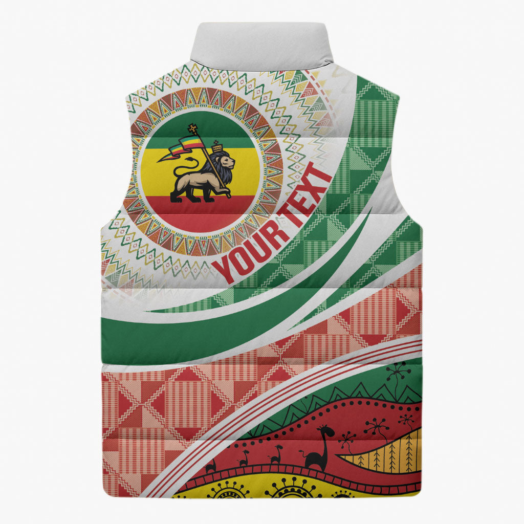 Ethiopia In My Blood Sleeveless Puffer Jacket Lion Of Judah In My Heart