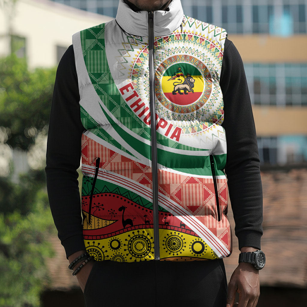 Ethiopia In My Blood Sleeveless Puffer Jacket Lion Of Judah In My Heart