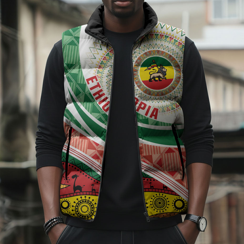 Ethiopia In My Blood Sleeveless Puffer Jacket Lion Of Judah In My Heart