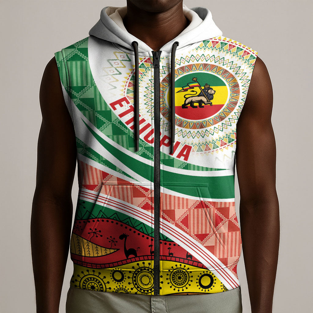 Ethiopia In My Blood Sleeveless Zip Hoodie Lion Of Judah In My Heart