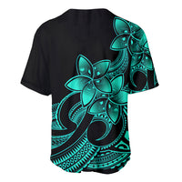 Polynesian Pride Plumeria Flowers Baseball Jersey Polynesian Tribal Aqua Vibe LT9 - Wonder Print Shop