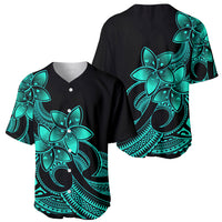 Polynesian Pride Plumeria Flowers Baseball Jersey Polynesian Tribal Aqua Vibe LT9 - Wonder Print Shop