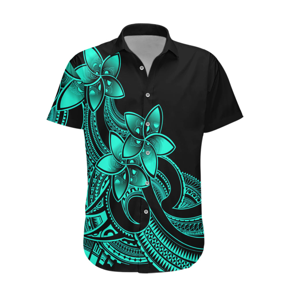 Polynesian Pride Plumeria Flowers Hawaiian Shirt Polynesian Tribal Aqua Vibe - Wonder Print Shop