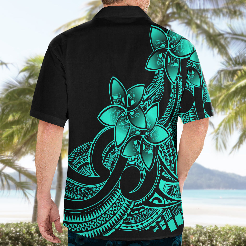Polynesian Pride Plumeria Flowers Hawaiian Shirt Polynesian Tribal Aqua Vibe - Wonder Print Shop