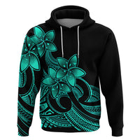 Polynesian Pride Plumeria Flowers Hoodie Polynesian Tribal Aqua Vibe - Wonder Print Shop