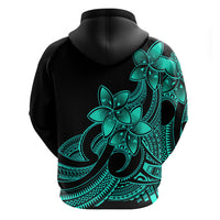 Polynesian Pride Plumeria Flowers Hoodie Polynesian Tribal Aqua Vibe - Wonder Print Shop