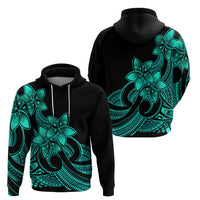 Polynesian Pride Plumeria Flowers Hoodie Polynesian Tribal Aqua Vibe - Wonder Print Shop