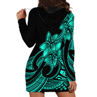Polynesian Pride Plumeria Flowers Hoodie Dress Polynesian Tribal Aqua Vibe - Wonder Print Shop