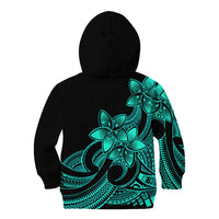Polynesian Pride Plumeria Flowers Kid Hoodie Polynesian Tribal Aqua Vibe - Wonder Print Shop