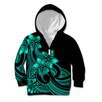 Polynesian Pride Plumeria Flowers Kid Hoodie Polynesian Tribal Aqua Vibe - Wonder Print Shop