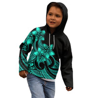 Polynesian Pride Plumeria Flowers Kid Hoodie Polynesian Tribal Aqua Vibe - Wonder Print Shop