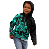 Polynesian Pride Plumeria Flowers Kid Hoodie Polynesian Tribal Aqua Vibe - Wonder Print Shop