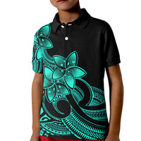 Polynesian Pride Plumeria Flowers Kid Polo Shirt Polynesian Tribal Aqua Vibe - Wonder Print Shop
