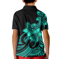 Polynesian Pride Plumeria Flowers Kid Polo Shirt Polynesian Tribal Aqua Vibe - Wonder Print Shop