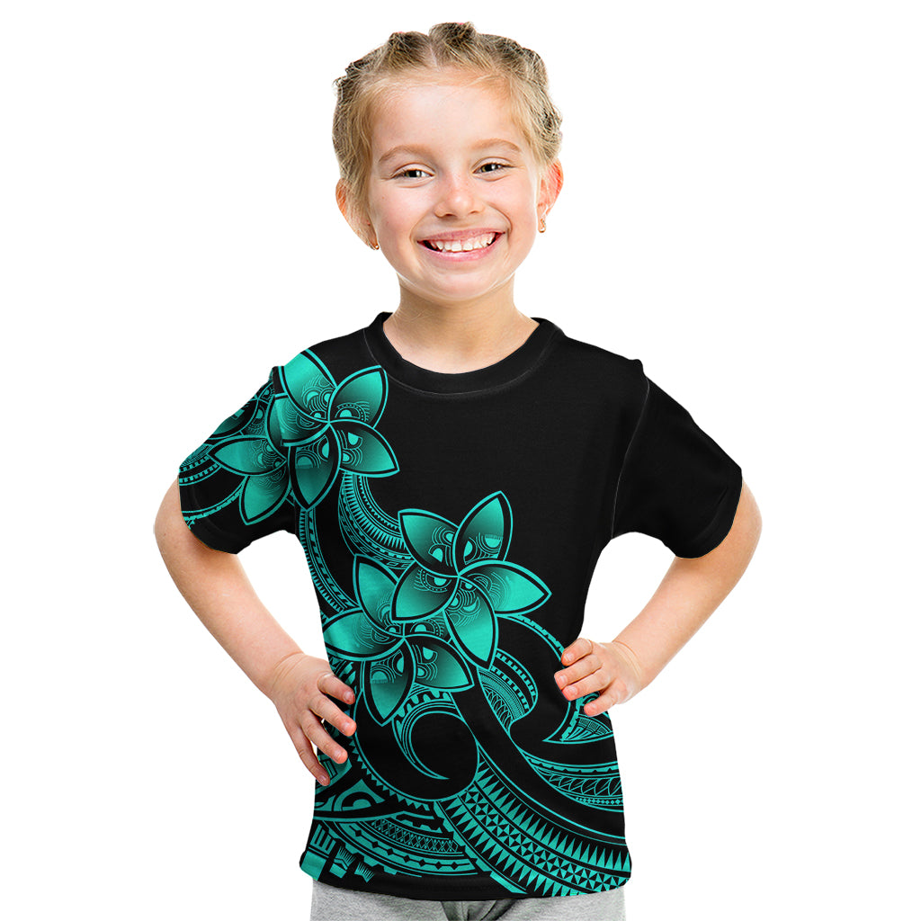 Polynesian Pride Plumeria Flowers Kid T Shirt Polynesian Tribal Aqua Vibe - Wonder Print Shop