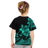 Polynesian Pride Plumeria Flowers Kid T Shirt Polynesian Tribal Aqua Vibe - Wonder Print Shop
