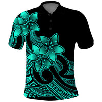 Polynesian Pride Plumeria Flowers Polo Shirt Polynesian Tribal Aqua Vibe - Wonder Print Shop