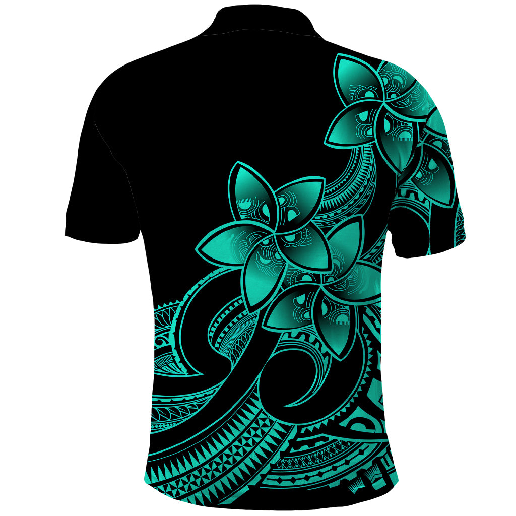 Polynesian Pride Plumeria Flowers Polo Shirt Polynesian Tribal Aqua Vibe - Wonder Print Shop