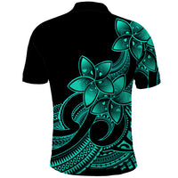 Polynesian Pride Plumeria Flowers Polo Shirt Polynesian Tribal Aqua Vibe - Wonder Print Shop