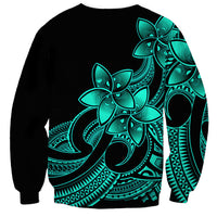 Polynesian Pride Plumeria Flowers Sweatshirt Polynesian Tribal Aqua Vibe - Wonder Print Shop