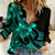 Polynesian Pride Plumeria Flowers Women Casual Shirt Polynesian Tribal Aqua Vibe - Wonder Print Shop