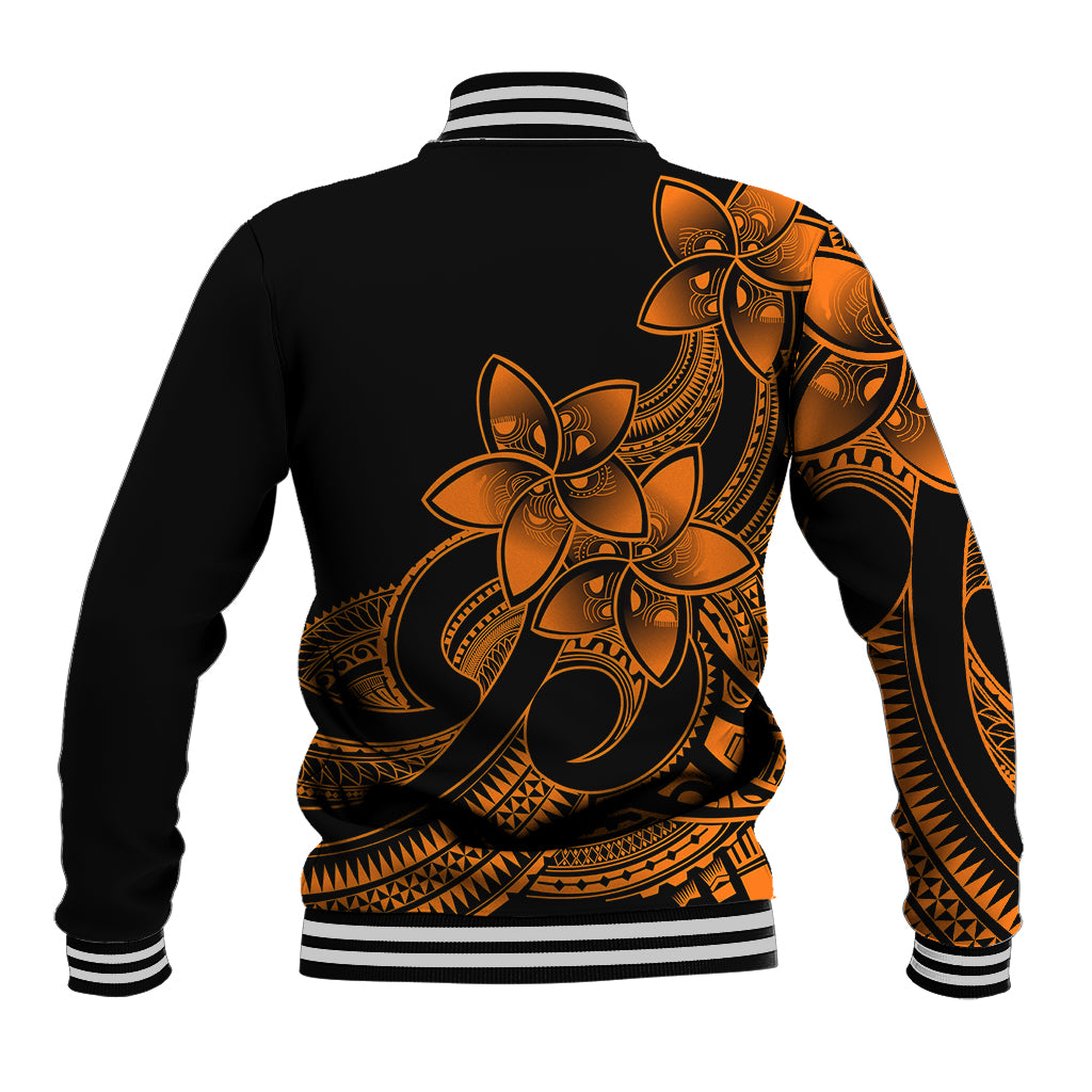 Polynesian Pride Plumeria Flowers Baseball Jacket Polynesian Tribal Gold Vibe LT9 - Wonder Print Shop