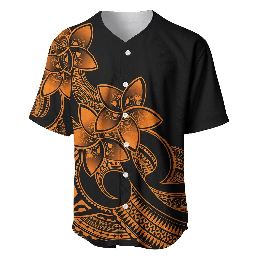 Polynesian Pride Plumeria Flowers Baseball Jersey Polynesian Tribal Gold Vibe LT9 - Wonder Print Shop