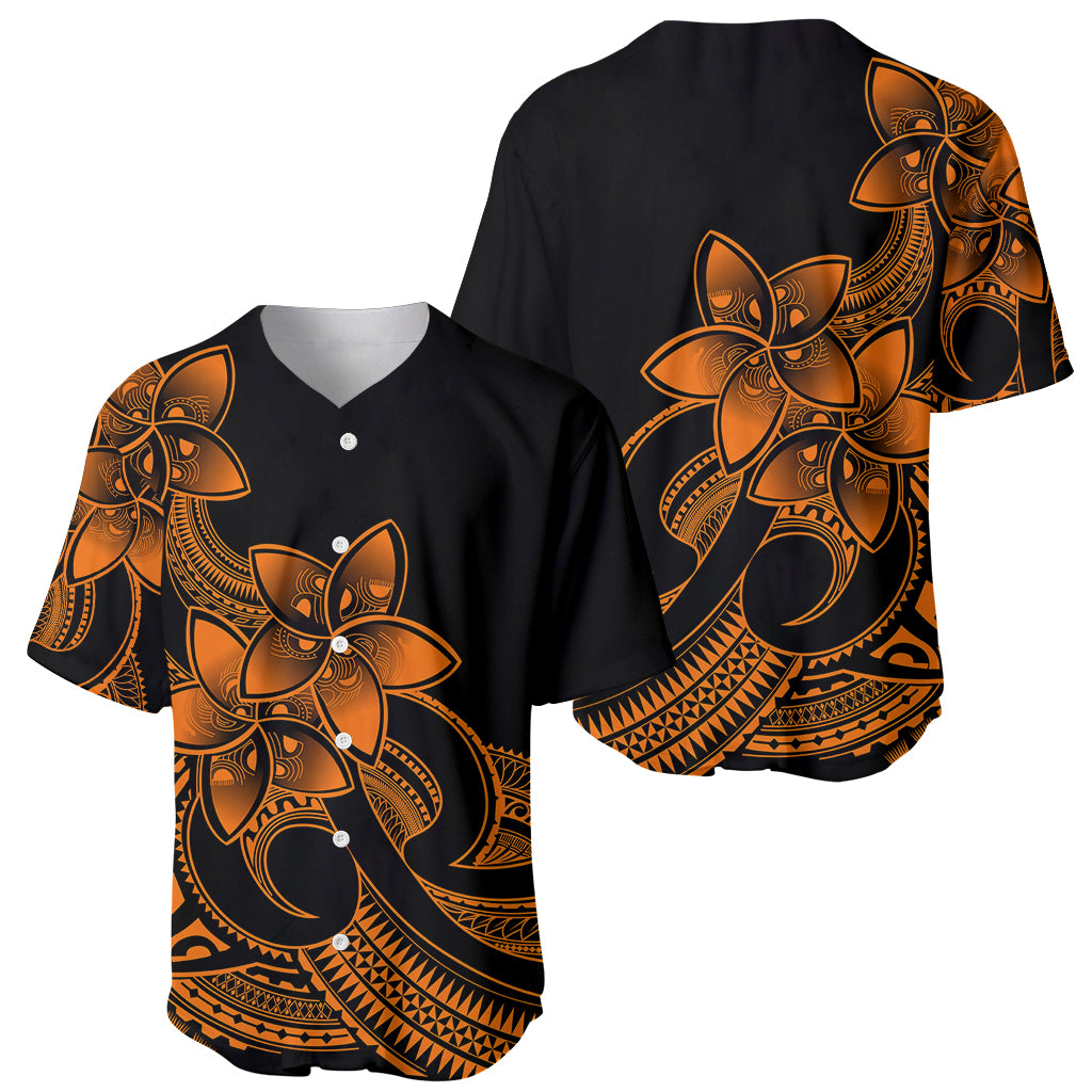 Polynesian Pride Plumeria Flowers Baseball Jersey Polynesian Tribal Gold Vibe LT9 - Wonder Print Shop