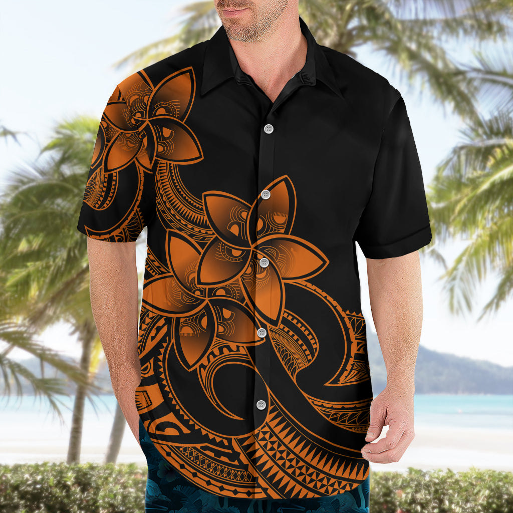 Polynesian Pride Plumeria Flowers Hawaiian Shirt Polynesian Tribal Gold Vibe - Wonder Print Shop