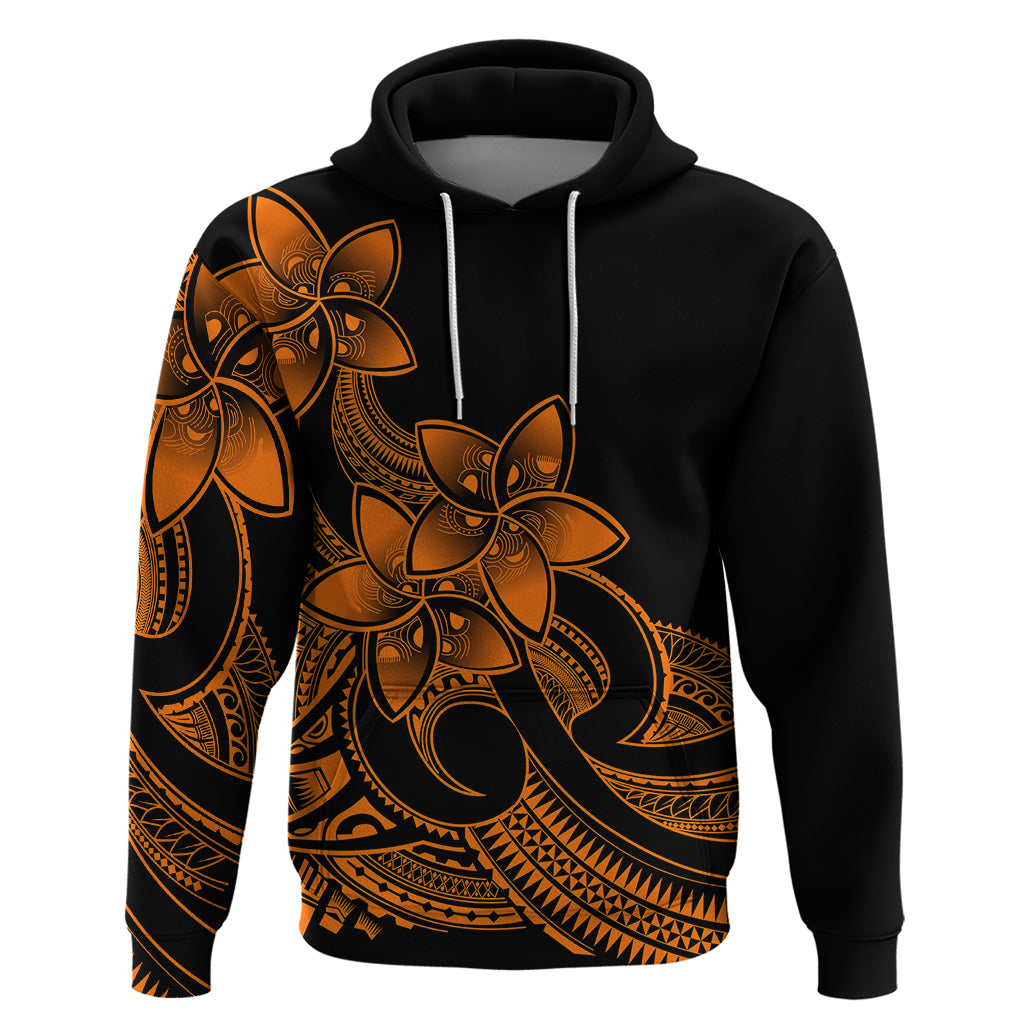 Polynesian Pride Plumeria Flowers Hoodie Polynesian Tribal Gold Vibe - Wonder Print Shop