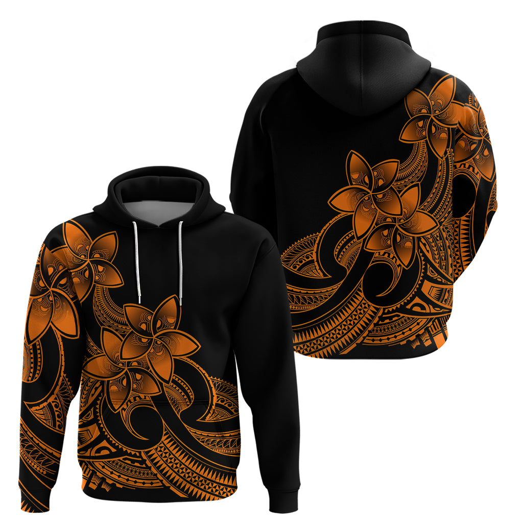 Polynesian Pride Plumeria Flowers Hoodie Polynesian Tribal Gold Vibe - Wonder Print Shop
