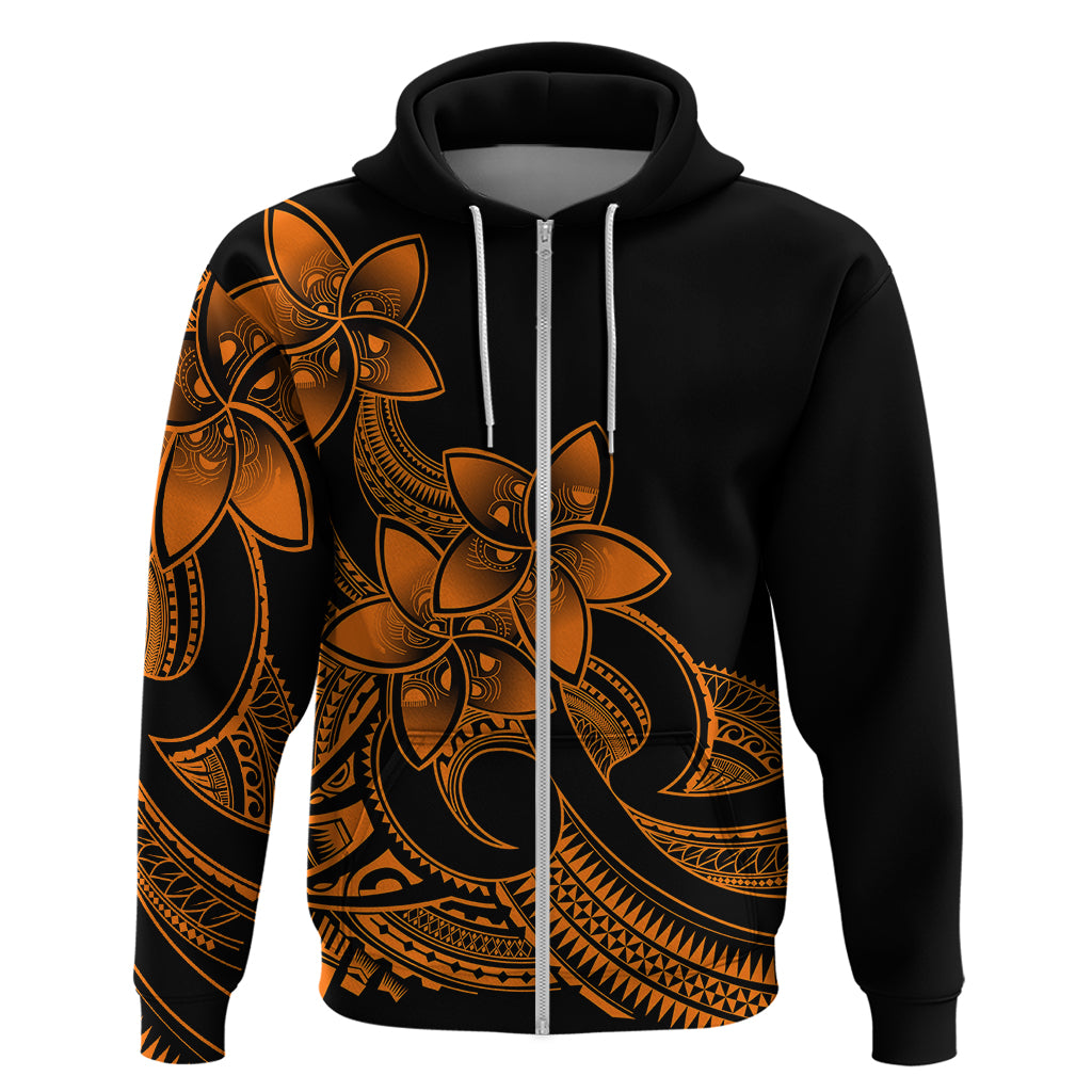 Polynesian Pride Plumeria Flowers Hoodie Polynesian Tribal Gold Vibe - Wonder Print Shop