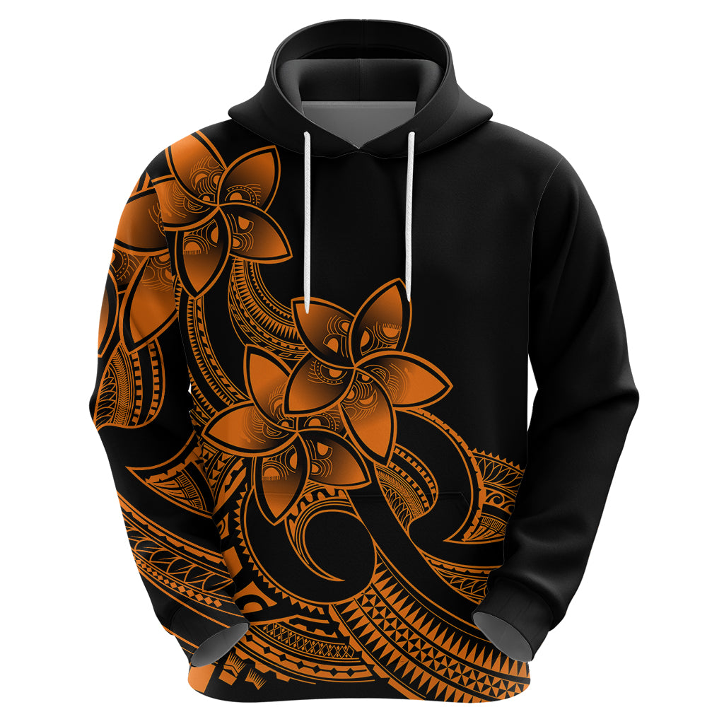 Polynesian Pride Plumeria Flowers Hoodie Polynesian Tribal Gold Vibe - Wonder Print Shop