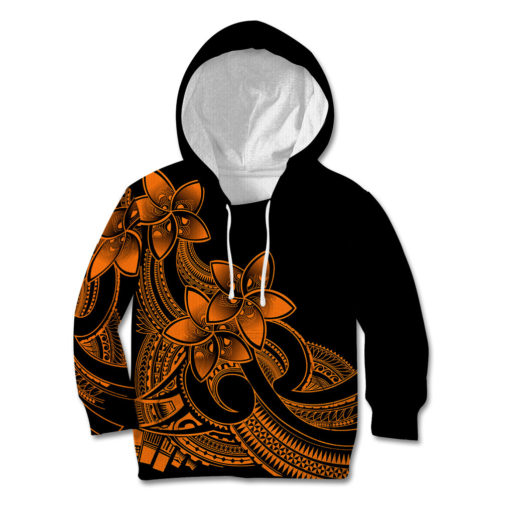 Polynesian Pride Plumeria Flowers Kid Hoodie Polynesian Tribal Gold Vibe - Wonder Print Shop