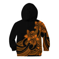 Polynesian Pride Plumeria Flowers Kid Hoodie Polynesian Tribal Gold Vibe - Wonder Print Shop