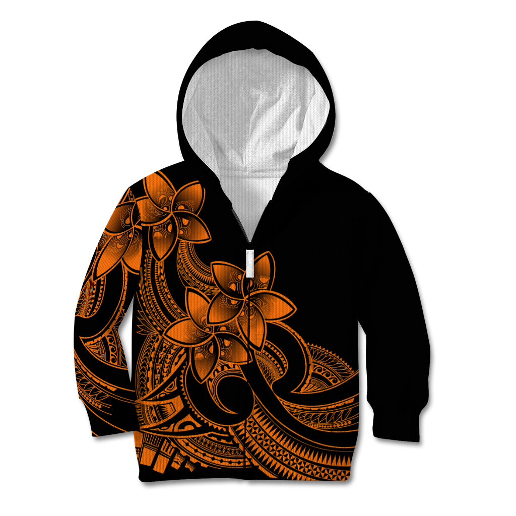 Polynesian Pride Plumeria Flowers Kid Hoodie Polynesian Tribal Gold Vibe - Wonder Print Shop