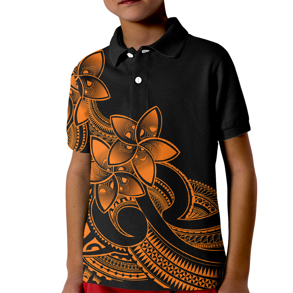 Polynesian Pride Plumeria Flowers Kid Polo Shirt Polynesian Tribal Gold Vibe - Wonder Print Shop