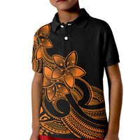 Polynesian Pride Plumeria Flowers Kid Polo Shirt Polynesian Tribal Gold Vibe - Wonder Print Shop
