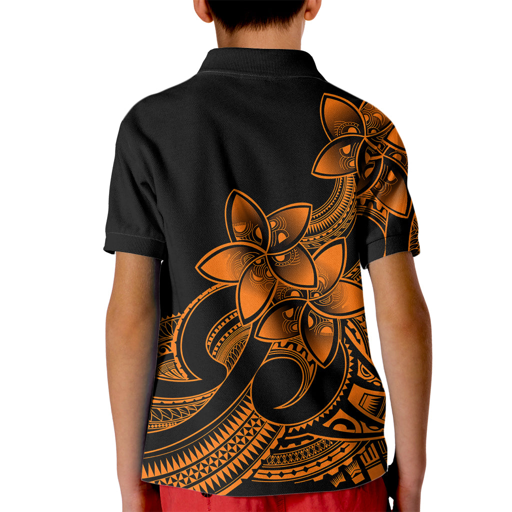 Polynesian Pride Plumeria Flowers Kid Polo Shirt Polynesian Tribal Gold Vibe - Wonder Print Shop