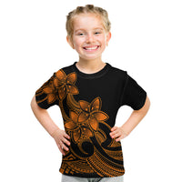 Polynesian Pride Plumeria Flowers Kid T Shirt Polynesian Tribal Gold Vibe - Wonder Print Shop