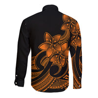Polynesian Pride Plumeria Flowers Long Sleeve Button Shirt Polynesian Tribal Gold Vibe - Wonder Print Shop
