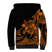 Polynesian Pride Plumeria Flowers Sherpa Hoodie Polynesian Tribal Gold Vibe - Wonder Print Shop